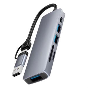 HUB MULTIPUERTO TIPO C A USB DUAL 6 EN 1